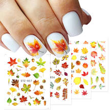4pcs Gold Maple Leaves Nail Sticker Gradient Fall Nail Art Water Decals Slider Autumn Manicure Decoration Foils NFSTZ856-859 2024 - купить недорого