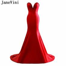 JaneVini Mermaid Women Sexy Prom Dresses 2019 Crystal Candy Color Satin Long Plus Size Evening Party Prom Gowns Red robe de gala 2024 - buy cheap