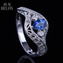 Helon anel de prata esterlina 925 0.63ct, genuíno de pera, safira & diamantes, arte decoração, joias finas vintage, aliança de casamento e noivado 2024 - compre barato