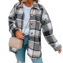 Coat Women Long Sleeve Plaid Shirt Jacket Autumn Winter Buttons Coat Loose Outerwear 2024 - buy cheap