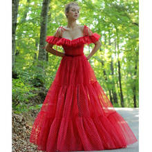 Verngo A Line Evening Dress Red Elegant Point Tulle Formal dress long Boho Prom Party Gowns Abiye Gece Elbisesi 2024 - buy cheap