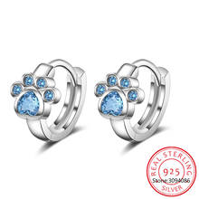 Luxury Elegant Style Jewelry Blue Crystal 925 Sterling Silver Earrings For Women Cute Dog Paw Hoops Earrings FQL20011 2024 - buy cheap