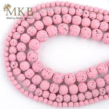 Miçangas redondas rosas com pedra de hematita natural, espaçador fosco para fazer joias 4mm-12mm, 15 polegadas, pulseira diy 2024 - compre barato