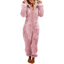 Pijamas femininos quentes outono inverno com capuz orelha de coelho flanela peça única pijama feminino estilo pijama longo para casa 2024 - compre barato