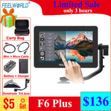 Feelworld камера монитор F6 Plus 5,5 дюймов 3D Lut сенсорный экран 4K HDMI IPS FHD 1920X1080 монитор для DSLR камеры 2024 - купить недорого