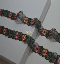 3 Meters/lot Width 2cm Green Leaf Pink Flower Embroidery Lace Trim Ribbon Fabric Sewing Supplies Craft For Garment Dress Curtain 2024 - buy cheap