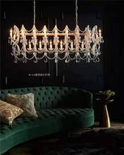 Candelabro de cristal de estilo retro americano para dormitorio, restaurante, francés, simple, de lujo, para hotel, villa, princesa larga 2024 - compra barato