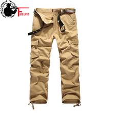 Calça cargo masculina casual plus size, calças de carga tamanho 30-44, calças masculinas de bolso, calças compridas p45 2024 - compre barato