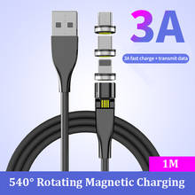 Magnetic Cable 540 Rotation Charging 3A Micro USB Type C Cable Charging Data Magnet Charger For IPhone Samsung Xiaomi For Huawei 2024 - buy cheap