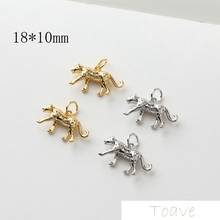 14K bag gold plated gold three-dimensional compact mini cheetah pendant diy earrings bracelet necklace material accessories 2pcs 2024 - buy cheap