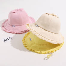 Sombrero de cubo de algodón con lazo para bebé y niña, gorra de Panamá de Color liso, para playa y exteriores, para verano y primavera 2024 - compra barato