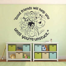 Bear and Friends Wall Decal Quote Cartoon Art Kids Bedroom Nursery Classroom Interior Decor Vinyl Window Stickers Wallpaper Q417 2024 - buy cheap