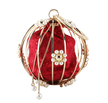 Lady Diamonds Round Shape wallet Evening Clutch Bags Women Luxury Pearl Beaded Metallic Cage Handbags Ladies Wedding Party Purse 2024 - buy cheap