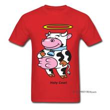 Funny Red T-shirt Holy Cow 100% Cotton T Shirts For Men Short Sleeve Cartoon Print Tops 2018 Hot Sale Round Collar Clothes 2024 - buy cheap