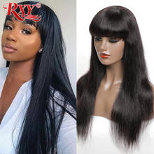 Rxy-peruca longa e lisa com franja freeme, cabelo humano brasileiro, para mulheres, pode ser permanente e tintura 2024 - compre barato