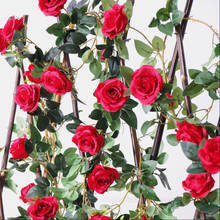 180 см гирлянды в виде искусственных цветов роза цветок Плющ лоза цветы стены свадьбы дома шёлковые цветы для украшения веревка подвесной ротанговый 2024 - купить недорого