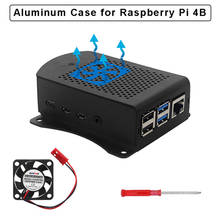 Raspberry Pi 4 чехол из алюминиевого сплава черный металлический корпус подвесной кронштейн с охлаждающим вентилятором для Raspberry Pi 4 Модель B 2024 - купить недорого