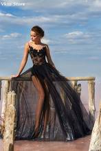 Vkiss Sexy 2021Evening Dress Illusion Simple Applique A-line Photography Shoot Sleeveless Prom Dress robe de soirée de mariage 2024 - buy cheap