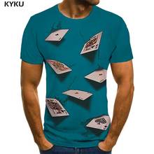Camiseta 3d de cartas de juego para hombre, camisetas informales de póker, ropa de Anime, camisetas divertidas azules, ropa Punk Rock 2024 - compra barato