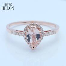 HELON-anillo de compromiso de oro rosa de 14K para mujer, sortija de compromiso con diamantes morganita naturales de 0,8 CT, con pera impecable, joya fina a la moda 2024 - compra barato