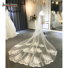 Beautiful Long Wedding Veils With Lace Flowers 2022 Bridal Veil With Comb 2024 - buy cheap