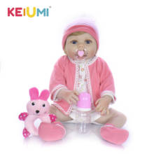 KEIUMI New 23 Inch Reborn Baby Doll Full Silicone Vinyl Girl Bebr Doll Reborn Boneca 57cm For Toddler Toy Children Gifts 2024 - buy cheap