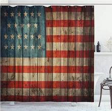 Retro USA Flag Old Wooden Shower Curtains Waterproof Bathroom Decor with Hooks 3D Girls Boys Gifts 2024 - buy cheap