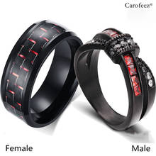 Carofeez Charm Couple Ring Red/White Zircon Bow Women Ring Weaving Stainless Steel Men Black Ring Jewelry Engagement Lover Gift 2024 - buy cheap