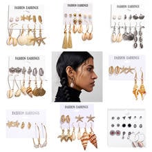 Yobest New Fashion Gold Color Metal Shell Earring for Women Circle Statement Earrings set Tassel Brincos 2019 Beach Jewelry 2024 - buy cheap