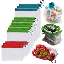 Bolsas reutilizables para frutas y verduras, bolsa de malla transpirable para guardar comestibles, juguetes y verduras 2024 - compra barato