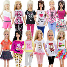 Conjunto de ropa a la moda para muñeca Barbie, set de 5 trajes a la moda, ropa fresca e informal para fiesta, blusa, pantalones y pantalones, accesorios para muñecas Barbie 2024 - compra barato