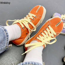 Zapatos informales con punta abierta para mujer, zapatillas planas de lona poco profundas, con cordones, de talla grande, primavera y verano 2024 - compra barato