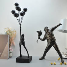 Banksy Flying Balloons Girl escultura artística artesanía de resina decoración del hogar Navidad regalo de lujo estatuilla 2024 - compra barato