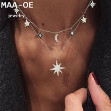 New 2020 Fashion Gold Crystal Sun Moon Star Pendant Necklaces For Women Necklace Multi Level Female Boho Vintage Jewelry Gift 2024 - buy cheap