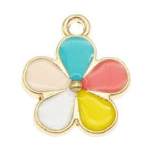 Julie Wang 10PCS Enamel Small Flower Charms Alloy Five-color Flower Gold Tone Pendant Bracelet Earrings Jewelry Making Accessory 2024 - buy cheap