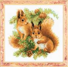 Two little squirrels cross stitch package animal 18ct 14ct 11ct white cloth cotton thread embroidery DIY handmade needlework 2024 - buy cheap