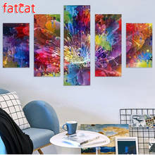 FATCAT-pintura de diamante redondo y cuadrado, bordado de diamantes con flores hermosas, arte abstracto de color, venta AE956, 5 piezas 2024 - compra barato