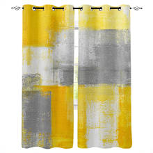 Cortinas abstratas geométricas amarelas com janela, decoração para casa, sala de estar, banheiro, quarto, janela 2024 - compre barato
