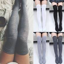 Meia longa sensual acima do joelho, meias longas de algodão macias com coxa alta, outono e inverno, 2019 2024 - compre barato