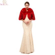 Red Elegant Faux Fur Shawls for Wedding Evening Prom Dress Capes Winter Women Boleros Wraps 100% Real Picture  For marriage 2021 2024 - buy cheap