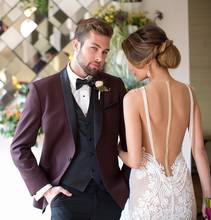 Wedding Suits For Men Shawl Lapel Formal Groom Tuxedo Custom Man Suits 3 Pieces Men Suits With Black Pants 2024 - buy cheap