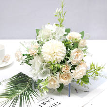 Flores artificiais de seda hortênsias flores de casamento para a noiva mão florescência de seda peônia falso flores brancas decoração de mesa para casa 2024 - compre barato