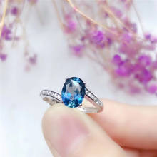 Leechee anel oval azul topázio de londres, 6*8mm, joias finas com pedras preciosas, presente de aniversário feminino, prata esterlina 925 sólida real, frete grátis 2024 - compre barato