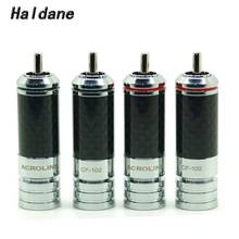 Haldane 4pcs HiFi RCA Connector CF-102(R) Rhodium Plated RCA Plug Carbon Fiber Interconnects Cable for DIY RCA Audio Cable 2024 - buy cheap