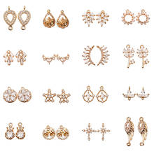 4p sparking zircon connector Charm Pendant 24k gold Brass beads Bracelet necklace Earring diy handmade findings Jewelry supplier 2024 - buy cheap