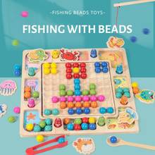Novo montessori brinquedos educativos de madeira materiais crianças clipe contas magnético jogo de pesca matemática brinquedos interativos para crianças presentes 2024 - compre barato