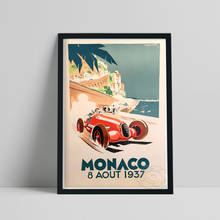 Большой плакат Монако Гран-при 1937, Wee Blue Cool, принты гоночных автомобилей, винтажное настенное искусство Racecar, Любители автомобилей, собирают живопись 2024 - купить недорого