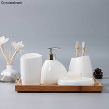 Set de accesorios de baño de cerámica blanca para baño, juegos de lavado Simple, suministros de baño 2024 - compra barato