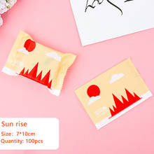 100pcs/lot The Red Sun Rises Yellow Earth Decor Nougat Candy Plastic Bag Handmade Sugar Snowflake Crispy Simple Style Party Bag 2024 - buy cheap