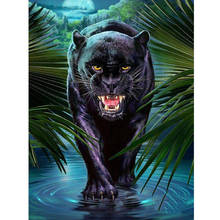 5D DIY Diamond Black Panther Cross Stitch Full Drill Diamond Embroidery Mosaic Rhinestone Home Decor Handmade Gifts 2024 - buy cheap